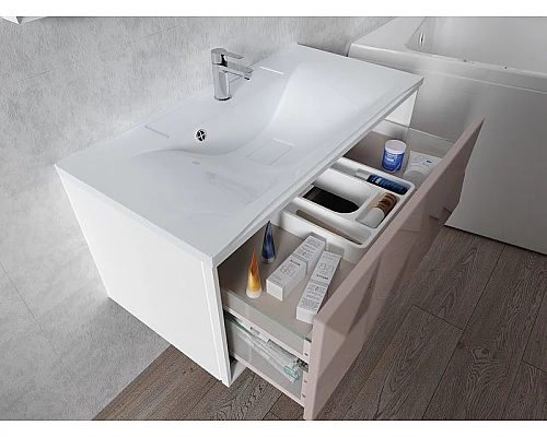 Приобрести Тумба под раковину Marka One Romb 90П У67847 подвесная White в магазине сантехники Santeh-Crystal.ru