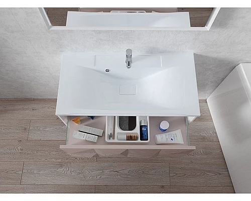 Приобрести Тумба под раковину Marka One Romb 90П У67847 подвесная White в магазине сантехники Santeh-Crystal.ru
