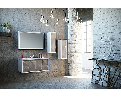 Заказать Тумба под раковину Marka One Romb 90П У67845 подвесная Cappuccino в магазине сантехники Santeh-Crystal.ru