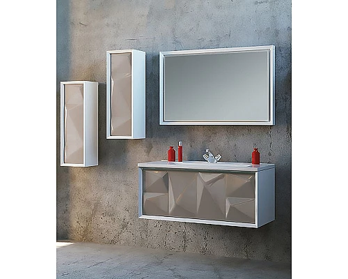 Купить Шкаф пенал Marka One Romb 30П L У73556 подвесной Cappuccino в магазине сантехники Santeh-Crystal.ru