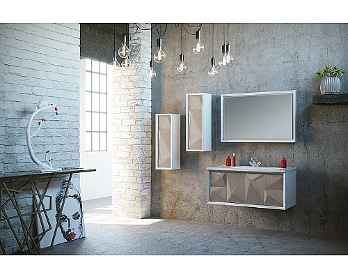 Купить Шкаф пенал Marka One Romb 30П L У73556 подвесной Cappuccino в магазине сантехники Santeh-Crystal.ru