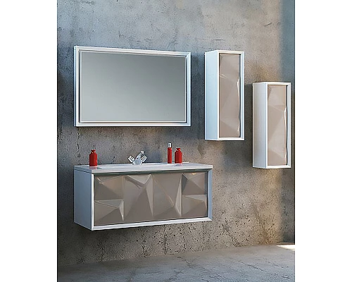 Приобрести Шкаф пенал Marka One Romb 30П R У71342 подвесной Cappuccino в магазине сантехники Santeh-Crystal.ru