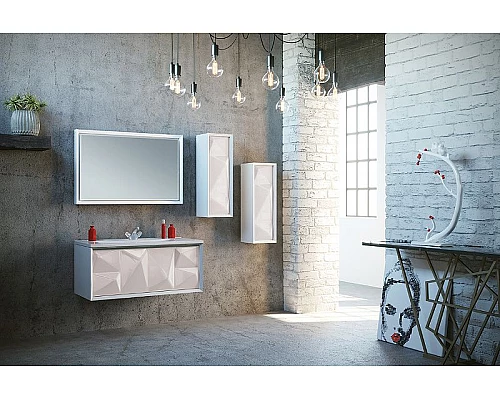 Приобрести Шкаф пенал Marka One Romb 30П R У71344 подвесной White в магазине сантехники Santeh-Crystal.ru