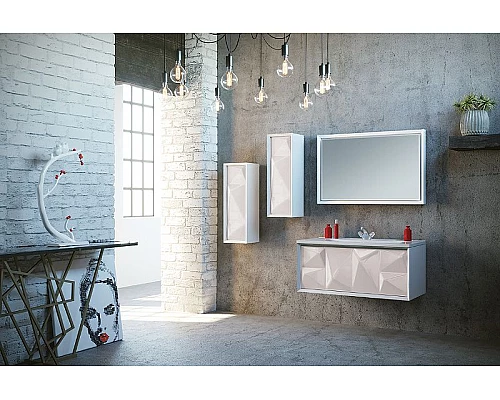 Купить Шкаф пенал Marka One Romb 30П L У73558 подвесной White в магазине сантехники Santeh-Crystal.ru