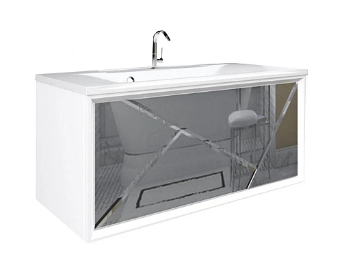 Заказать Тумба под раковину Marka One Seattle 90П У73665 подвесная Mosaic Mirror в магазине сантехники Santeh-Crystal.ru