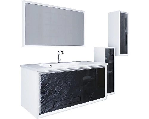 Приобрести Шкаф пенал Marka One Seattle 30П R У73160 подвесной Black stone в магазине сантехники Santeh-Crystal.ru