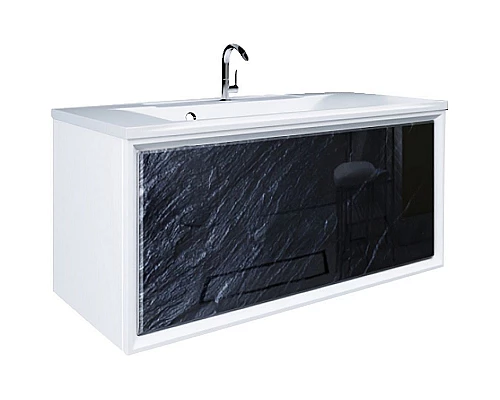 Приобрести Тумба под раковину Marka One Seattle 90П У72809 подвесная Black stone в магазине сантехники Santeh-Crystal.ru