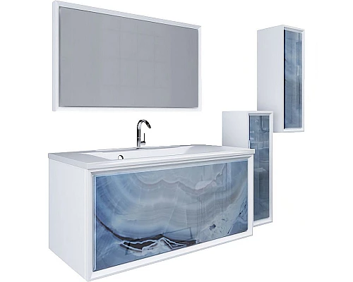 Заказать Тумба под раковину Marka One Seattle 90П У72808 подвесная Blue marble в магазине сантехники Santeh-Crystal.ru