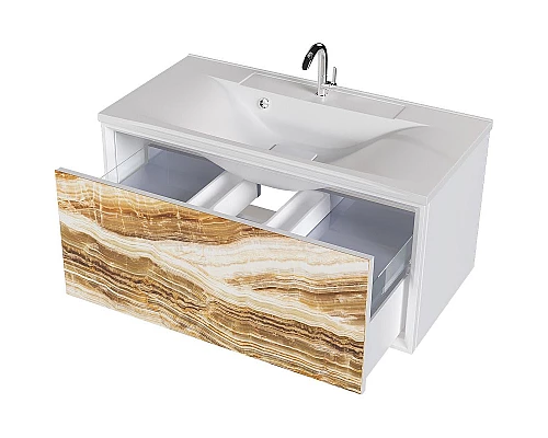 Купить Тумба под раковину Marka One Seattle 90П У72806 подвесная Onyx в магазине сантехники Santeh-Crystal.ru