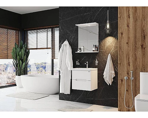 Приобрести Тумба под раковину Onika Айленд 50.13 105021 подвесная Белая в магазине сантехники Santeh-Crystal.ru