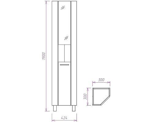 Заказать Шкаф пенал Onika Дюна 30.15 403036 угловой Белый в магазине сантехники Santeh-Crystal.ru