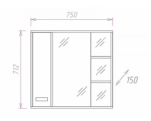 Заказать Зеркало со шкафом Onika Гамма 75.01 L 207518 с подсветкой Венге луизиана Ясень шимо светлый в магазине сантехники Santeh-Crystal.ru