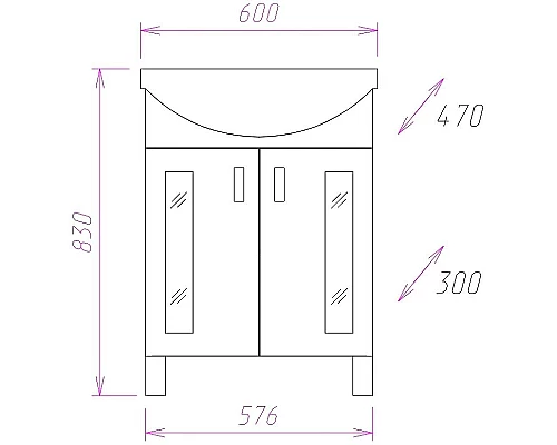 Заказать Тумба под раковину Onika Кристалл 60.18 106123 Белая в магазине сантехники Santeh-Crystal.ru