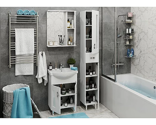 Купить Шкаф пенал Onika Кристалл 30.18 403050 Белый в магазине сантехники Santeh-Crystal.ru