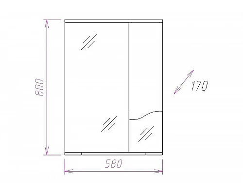 Заказать Зеркало со шкафом Onika Лайн 58.01 R 205820 с подсветкой Белое в магазине сантехники Santeh-Crystal.ru