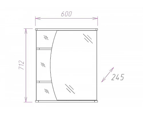 Приобрести Зеркальный шкаф Onika Луна 60.01 R 206014 с подсветкой Белый в магазине сантехники Santeh-Crystal.ru