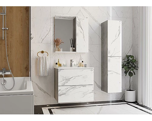 Приобрести Шкаф пенал Onika Марбл 30.10 403076 подвесной Мрамор Камень бетонный в магазине сантехники Santeh-Crystal.ru