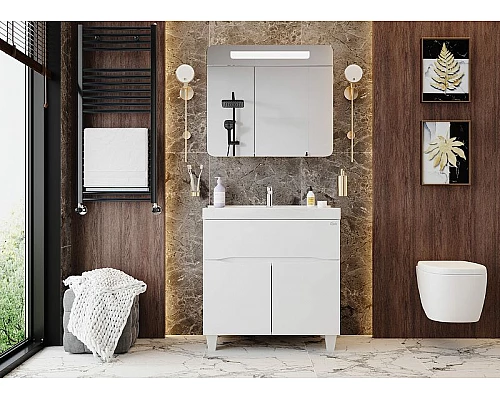 Заказать Зеркальный шкаф Onika Неаполь 80.01 208094 с подсветкой Белый в магазине сантехники Santeh-Crystal.ru