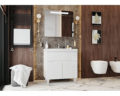 Заказать Зеркальный шкаф Onika Неаполь 80.01 208094 с подсветкой Белый в магазине сантехники Santeh-Crystal.ru