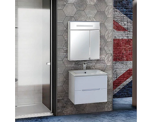 Заказать Зеркальный шкаф Onika Сигма 60.01 206034 с подсветкой Белый в магазине сантехники Santeh-Crystal.ru