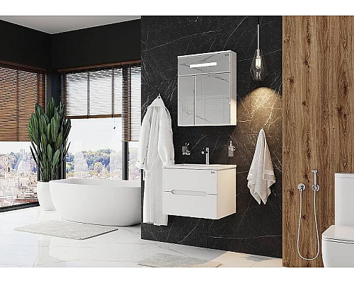 Заказать Зеркальный шкаф Onika Сигма 60.01 206034 с подсветкой Белый в магазине сантехники Santeh-Crystal.ru