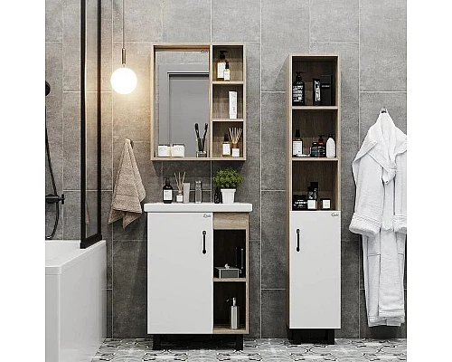 Купить Тумба под раковину Onika Тимбер 60.01 106115 Белый матовый Дуб сонома в магазине сантехники Santeh-Crystal.ru