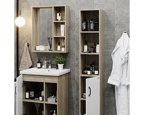 Купить Тумба под раковину Onika Тимбер 60.01 106115 Белый матовый Дуб сонома в магазине сантехники Santeh-Crystal.ru