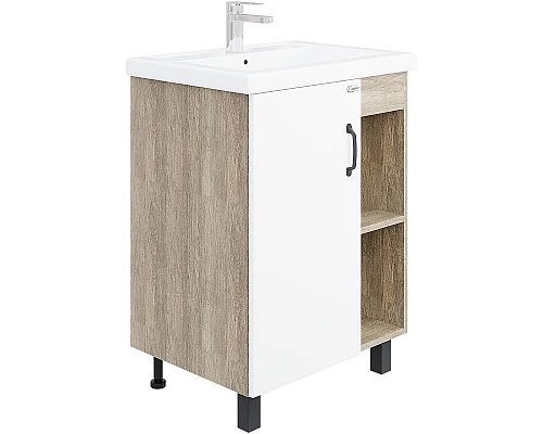 Купить Тумба под раковину Onika Тимбер 60.01 106115 Белый матовый Дуб сонома в магазине сантехники Santeh-Crystal.ru