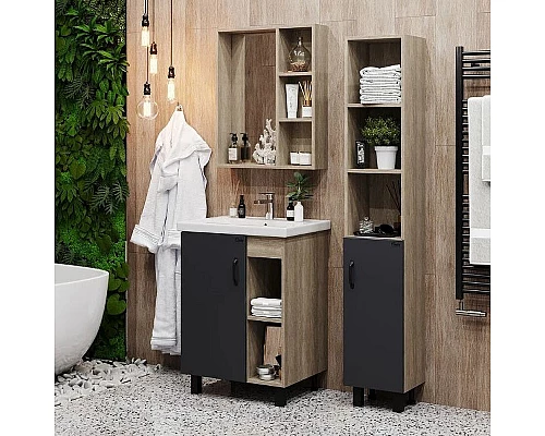 Приобрести Тумба под раковину Onika Тимбер 60.01 106116 Серый матовый Дуб сонома в магазине сантехники Santeh-Crystal.ru