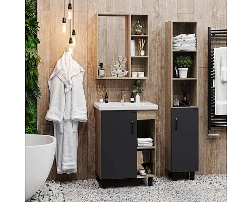 Приобрести Тумба под раковину Onika Тимбер 60.01 106116 Серый матовый Дуб сонома в магазине сантехники Santeh-Crystal.ru