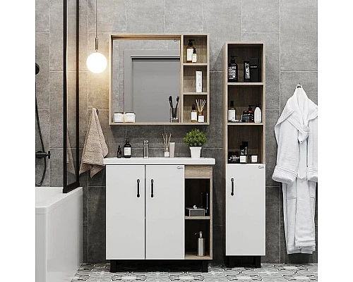 Заказать Тумба под раковину Onika Тимбер 80.10 108045 Белый матовый Дуб сонома в магазине сантехники Santeh-Crystal.ru