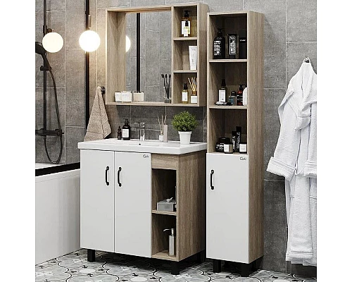 Заказать Тумба под раковину Onika Тимбер 80.10 108045 Белый матовый Дуб сонома в магазине сантехники Santeh-Crystal.ru