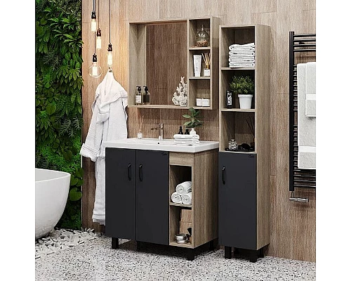 Заказать Тумба под раковину Onika Тимбер 80.10 108046 Серый матовый Дуб сонома в магазине сантехники Santeh-Crystal.ru