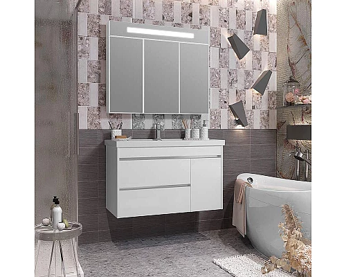 Купить Зеркальный шкаф Opadiris Фреш 100 00-00006753 с подсветкой Белый в магазине сантехники Santeh-Crystal.ru