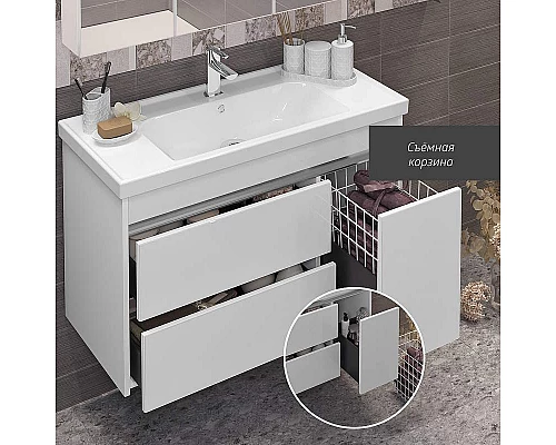 Приобрести Тумба под раковину Opadiris Фреш 100 00-00006754 подвесная Белая в магазине сантехники Santeh-Crystal.ru