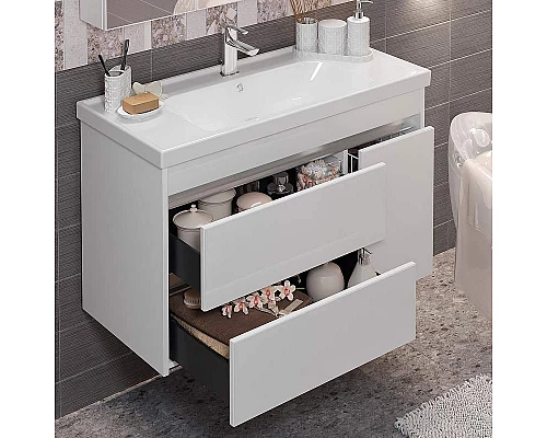 Приобрести Тумба под раковину Opadiris Фреш 100 00-00006754 подвесная Белая в магазине сантехники Santeh-Crystal.ru