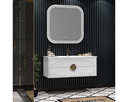 Заказать Тумба под раковину Opadiris Ибица 120 00-00003651 подвесная Белая глянцевая, Золото в магазине сантехники Santeh-Crystal.ru