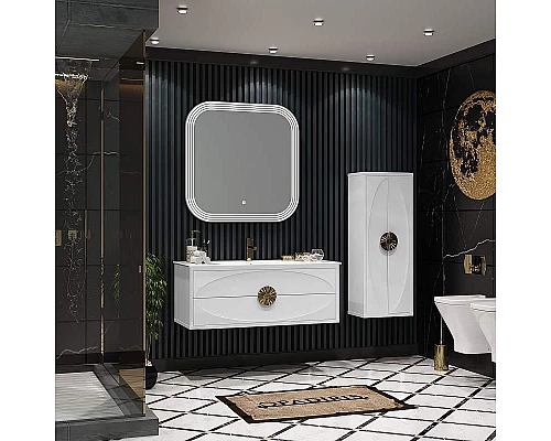 Заказать Тумба под раковину Opadiris Ибица 120 00-00003651 подвесная Белая глянцевая, Золото в магазине сантехники Santeh-Crystal.ru