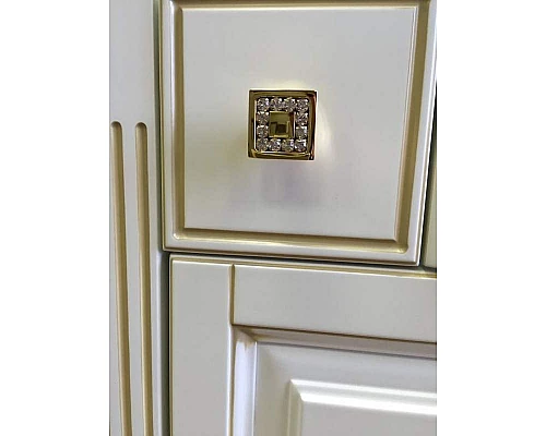 Купить Тумба под раковину Opadiris Лаура 100 Z0000007090 Белая матовая с золотой патиной ручки Swarovski Золото в магазине сантехники Santeh-Crystal.ru