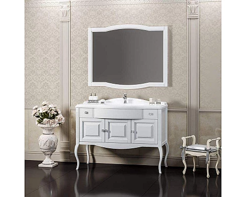 Заказать Тумба под раковину Opadiris Лаура 120 Z0000012472 Белая матовая ручки Swarovski Хром в магазине сантехники Santeh-Crystal.ru