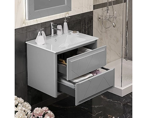 Купить Тумба под раковину Opadiris Луиджи 70 00-00005953 подвесная Серая матовая в магазине сантехники Santeh-Crystal.ru