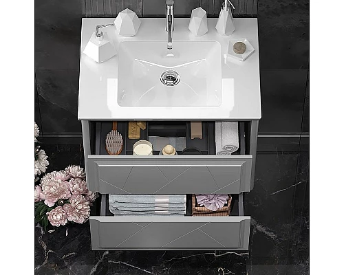 Купить Тумба под раковину Opadiris Луиджи 70 00-00005953 подвесная Серая матовая в магазине сантехники Santeh-Crystal.ru