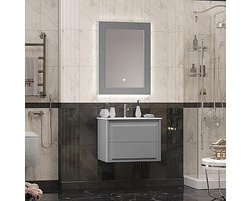 Купить Тумба под раковину Opadiris Луиджи 70 00-00005953 подвесная Серая матовая в магазине сантехники Santeh-Crystal.ru