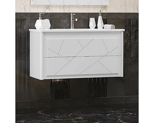 Заказать Тумба под раковину Opadiris Луиджи 100 00-00006177 подвесная Белая матовая в магазине сантехники Santeh-Crystal.ru