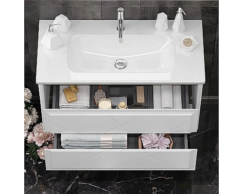 Заказать Тумба под раковину Opadiris Луиджи 100 00-00006177 подвесная Белая матовая в магазине сантехники Santeh-Crystal.ru