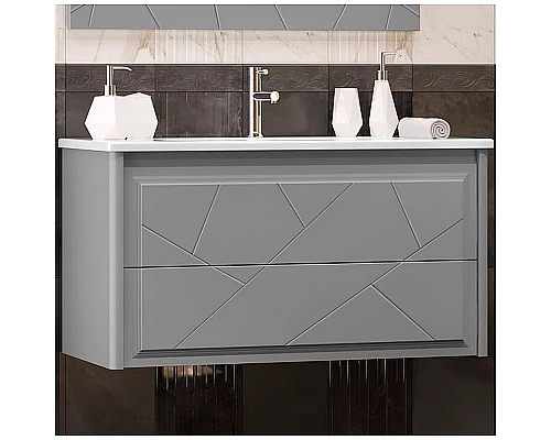 Заказать Тумба под раковину Opadiris Луиджи 100 00-00006178 подвесная Серая матовая в магазине сантехники Santeh-Crystal.ru