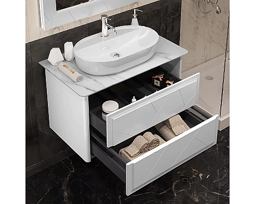 Приобрести Тумба под раковину Opadiris Луиджи 90 00-00005939 подвесная Белая матовая в магазине сантехники Santeh-Crystal.ru