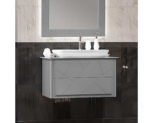 Заказать Тумба под раковину Opadiris Луиджи 90 00-00005940 подвесная Серая матовая в магазине сантехники Santeh-Crystal.ru