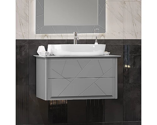 Заказать Тумба под раковину Opadiris Луиджи 90 00-00005940 подвесная Серая матовая в магазине сантехники Santeh-Crystal.ru