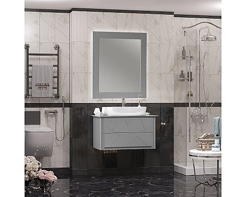 Заказать Тумба под раковину Opadiris Луиджи 90 00-00005940 подвесная Серая матовая в магазине сантехники Santeh-Crystal.ru